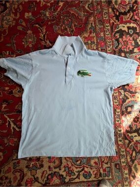Lacoste Pale Blue Polo with Green Crocodile Patch